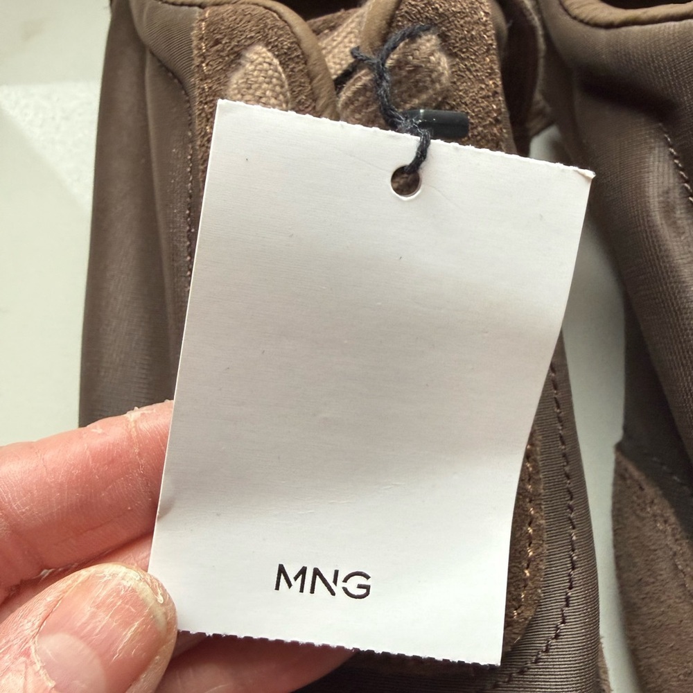 Mango Mixed Media Sneaker Brown Suede & Fabric Lace-Up new with tag - Picture 2 of 8